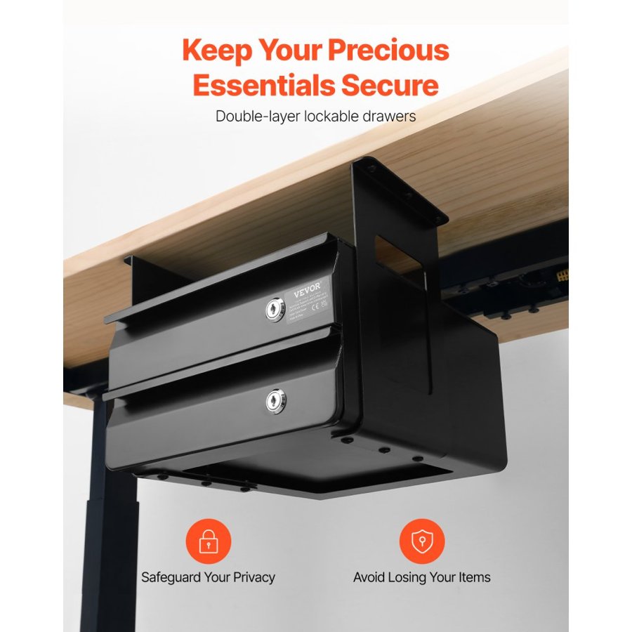 VEVOR Under Table Drawer Attachment – 14x13x10 Inch, 11 LBS