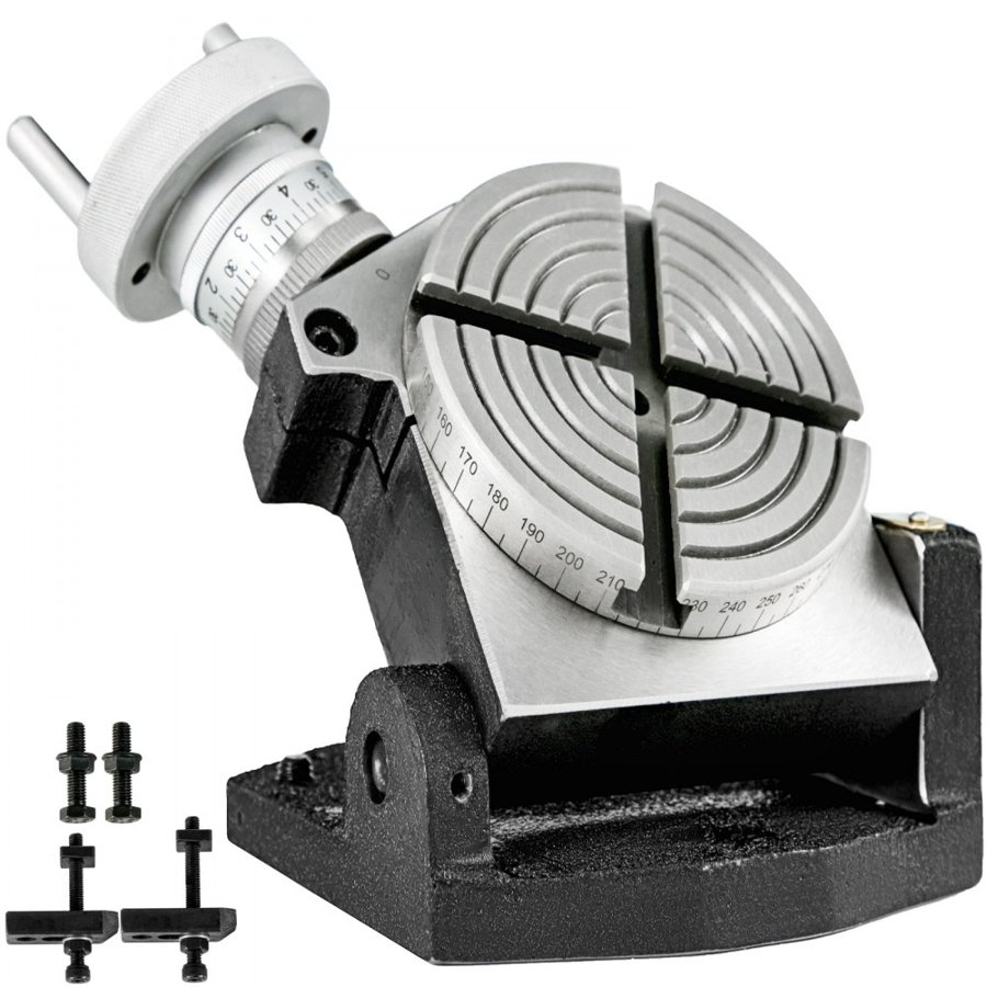VEVOR Rotary Table 4 INCH/100 MM Horizontal Vertical Rotary Table 4-Slot Rotary Table for Milling Machine MT-2 Rotary Table for Milling 360 Degrees Precision Rotary Table for Milling Drilling Vise