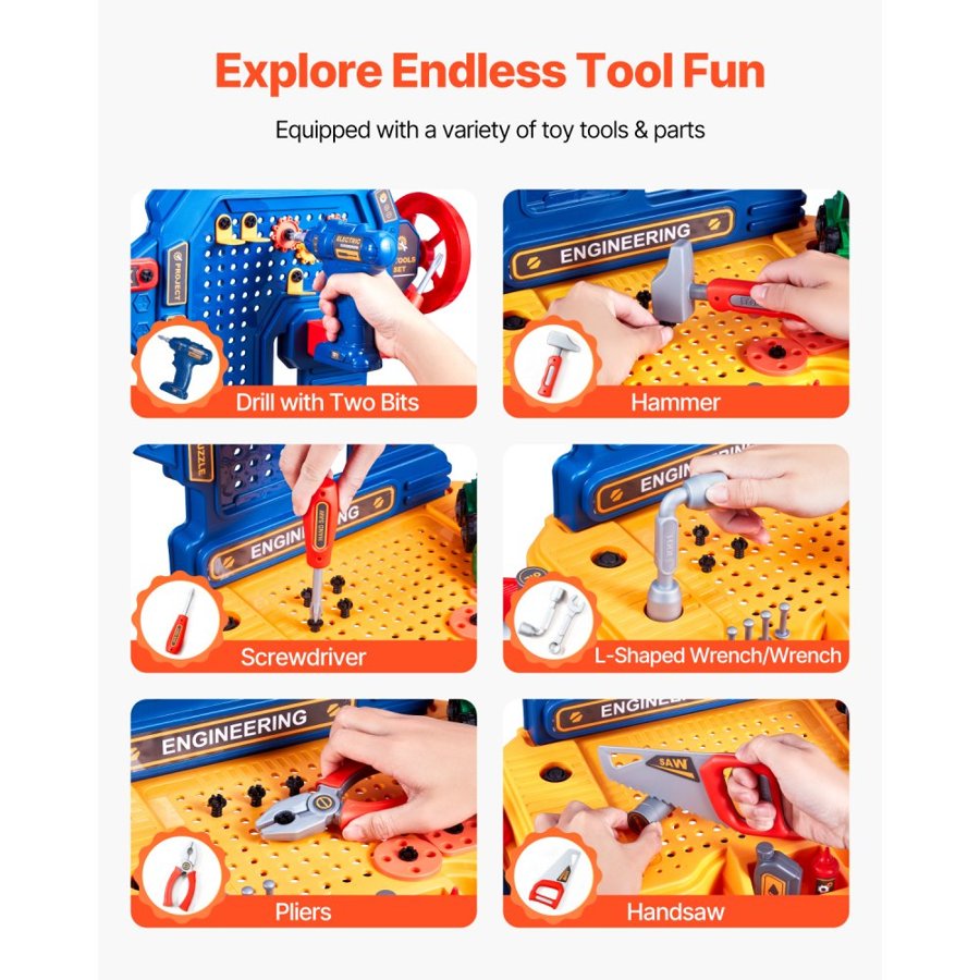 VEVOR Tool Bench for Kids – 181-Piece Workbench Set
