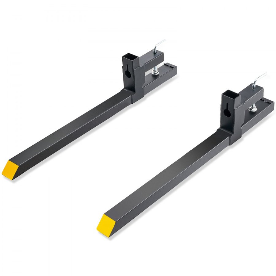 VEVOR Pallet Forks, 907.2 kg Capacity Clamp on Pallet Forks, 109.2 cm Tractor Bucket Forks, Heavy Duty Front Loader Attachment for Tractor, Skid Steer, Loader Bucket, Tractor Forks for Agriculture and Farm