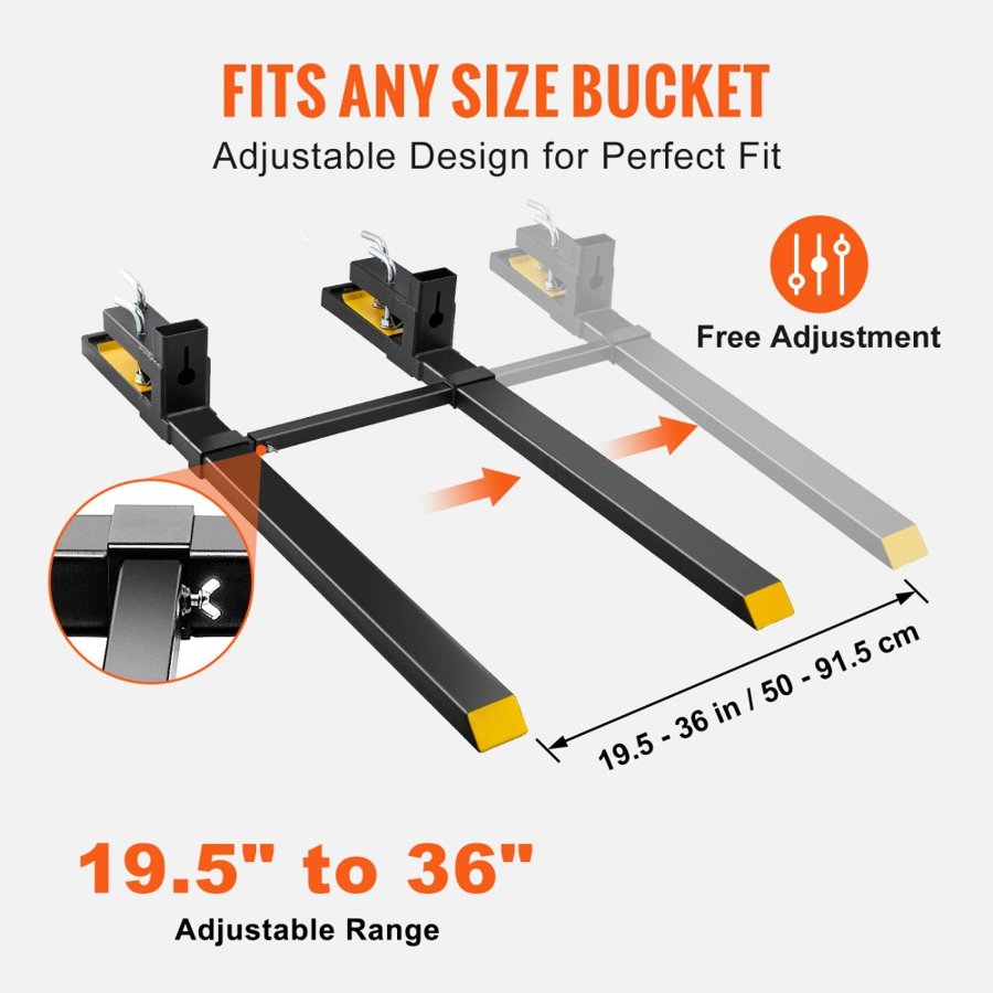 VEVOR Clamp On Pallet Forks – 4000 lbs, 60 Inches Length