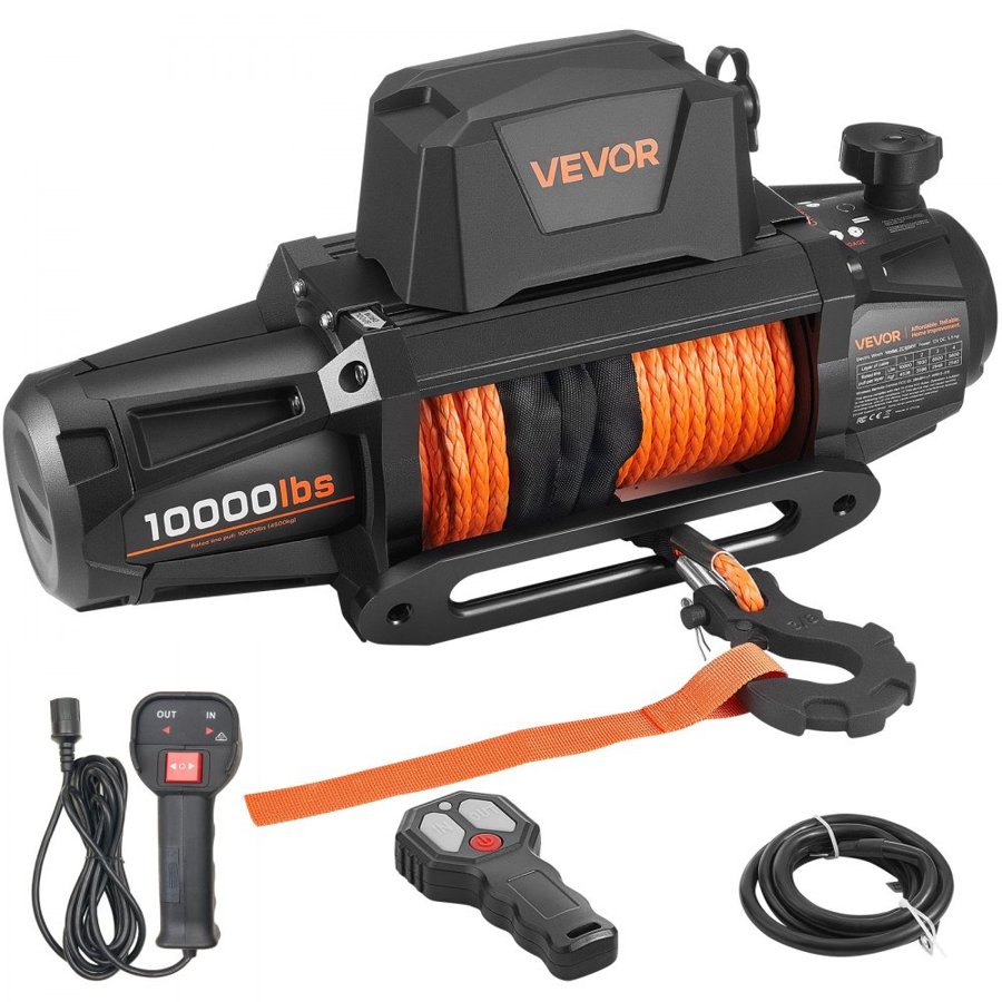 VEVOR 10000 Pound Electric Winch – 12V, 5.5HP, 90 ft Rope