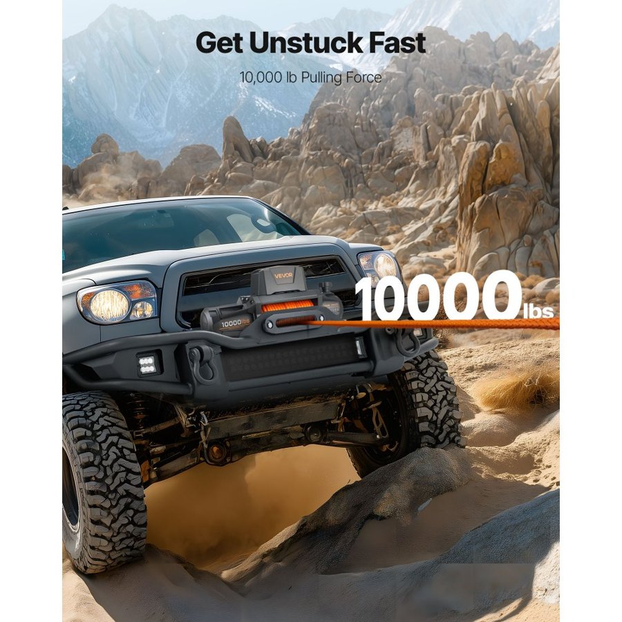 VEVOR 10000 Pound Electric Winch – 12V, 5.5HP, 90 ft Rope