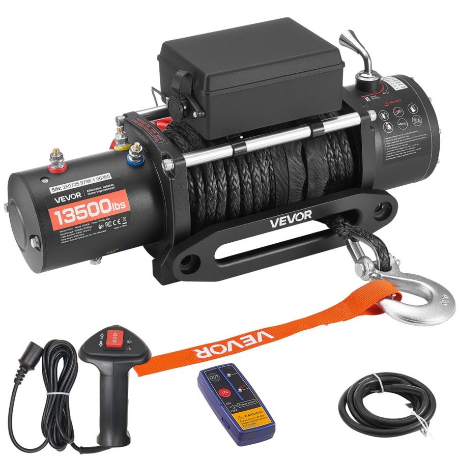 VEVOR 12V Portable Electric Winch - 13500 lbs, 85 ft Rope