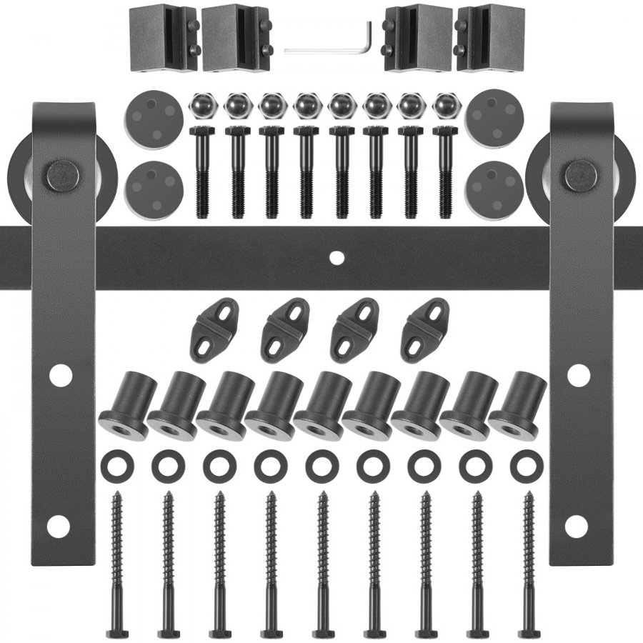 VEVOR Sliding Barn Door Hardware Kit, 365.8 cm Barn Door Kit, 149.7 kg Load-bearing Double Barn Door Hardware Kit, Carbon Steel Barn Door Track, Darn door for 4.0-4.5 cm Thickness & 182.9 cm Wide Door Panel