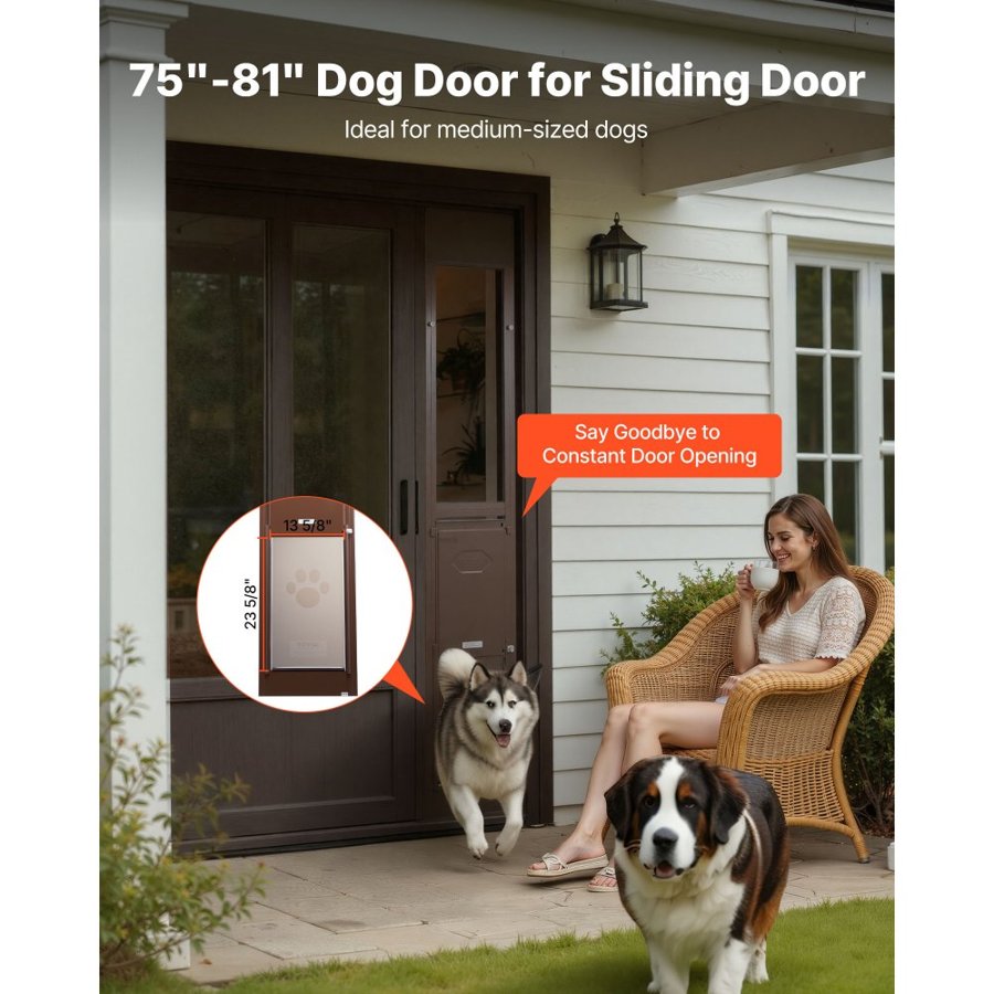 VEVOR Dog Door Insert for Sliding Glass Door – 75-80 inches