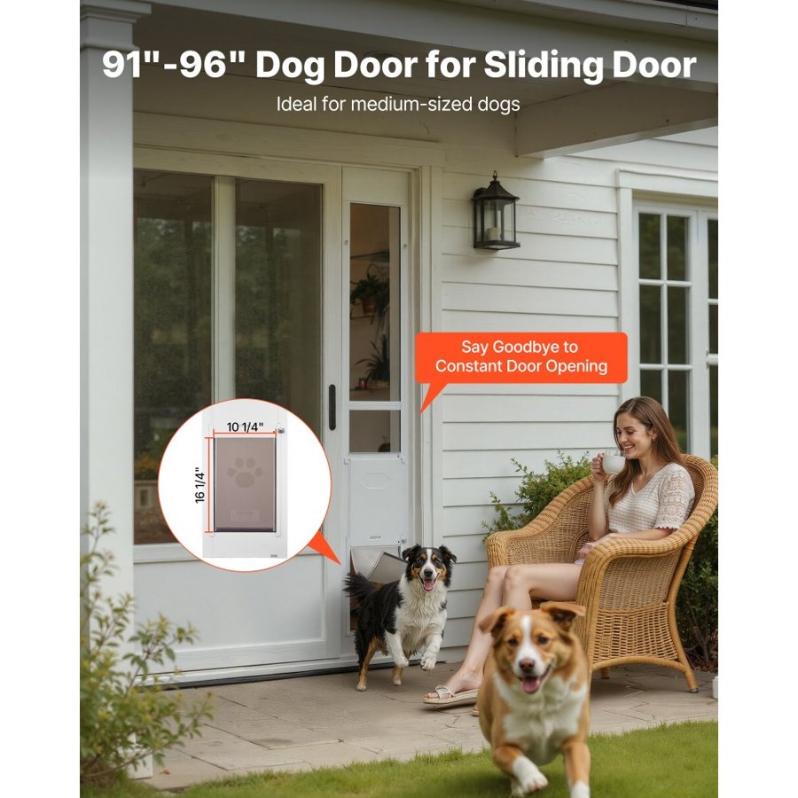 VEVOR Dog Door for Sliding Glass Door – 91"–96"  Adjustable