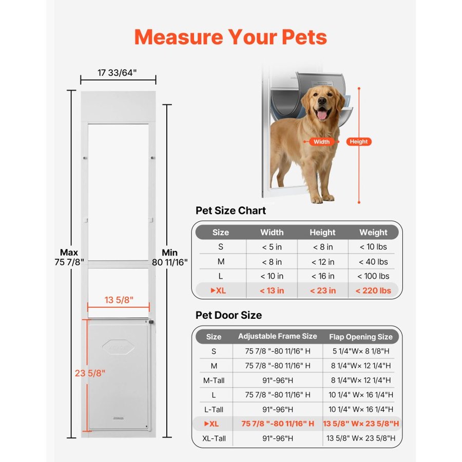 VEVOR Adjustable Dog Door for Sliding Glass Door – 220 lbs