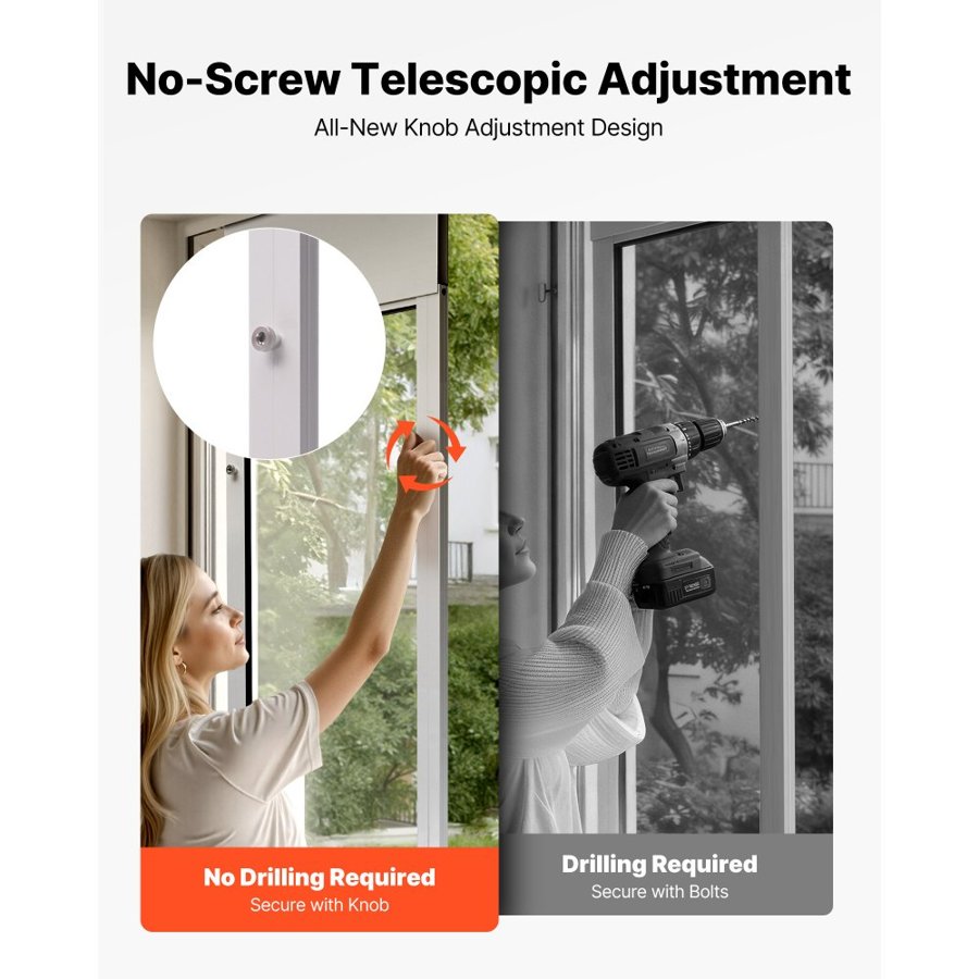 VEVOR Dog Door for Sliding Glass Door, 2311-2439 mm Adjustable Height, Aluminum Alloy Frame with Metal Rotating Hinges, Secure Lock Design, 346 x 600 mm Flap, Sliding Glass Pet Door for Renters