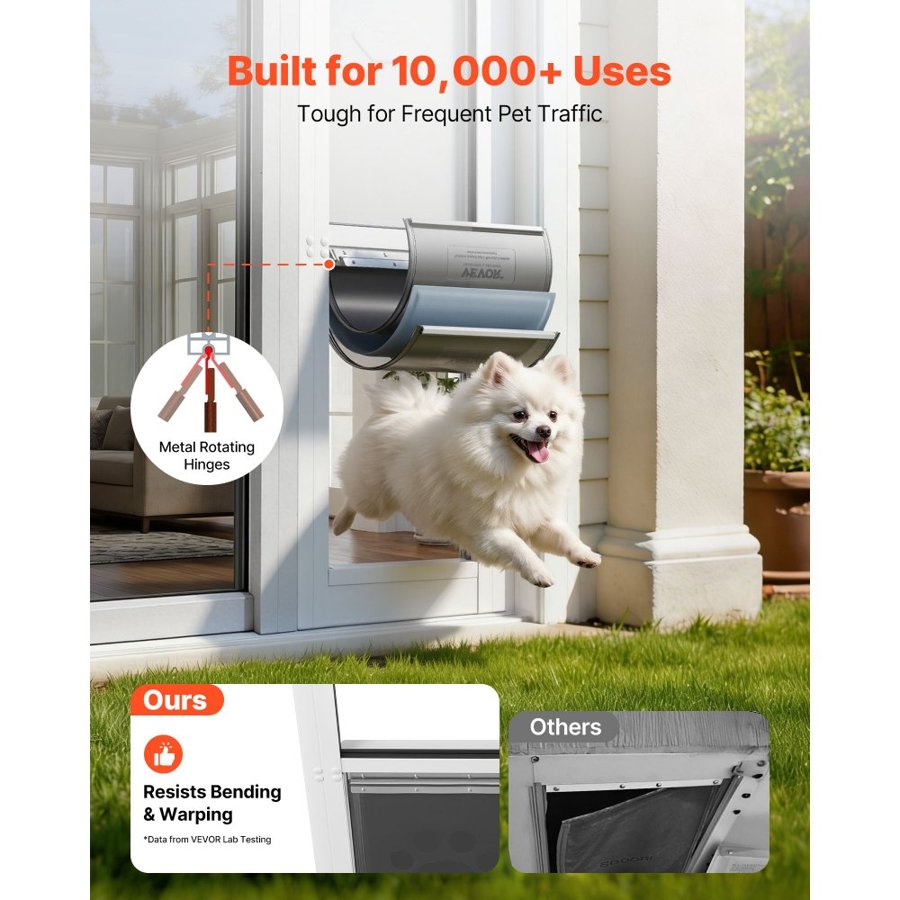 VEVOR Sliding Glass Pet Door – 2.4in Threshold, 12.6 lbs