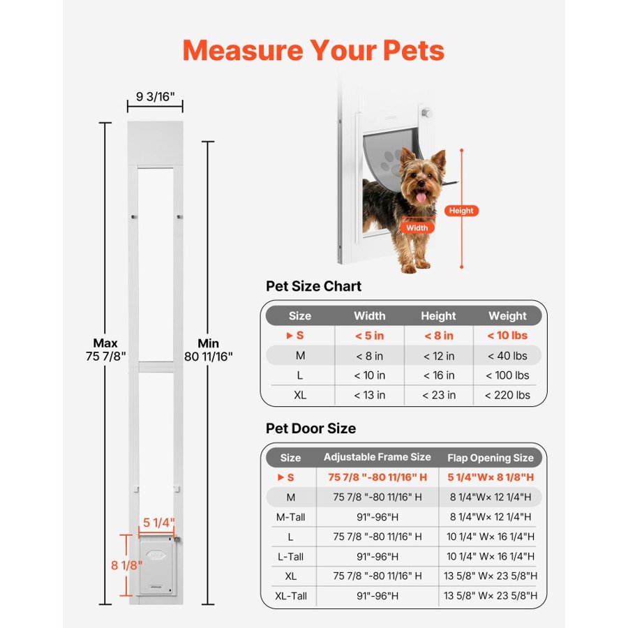 VEVOR Adjustable Small Dog Door for Sliding Glass Door – 2.4