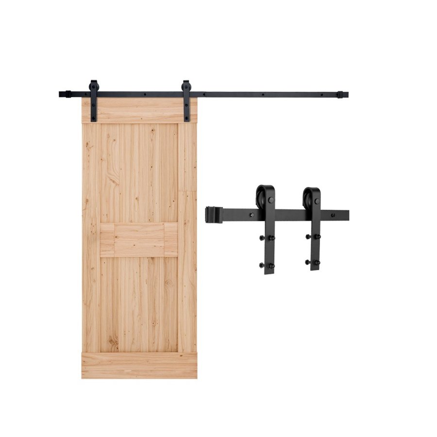 VEVOR 6FT Sliding Barn Door Hardware Kit, 330 LBS Weight Capacity, Compatible with 36 Inches Max Width & 1-3/8 to 1-3/4 Inches Thickness Single Sliding Barn Door, Durable Track & J-shape Roller, Black