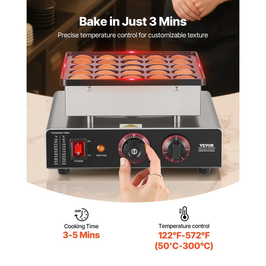 VEVOR Commercial Mini Pancake Maker – 25 PCS, 43 mm Plates