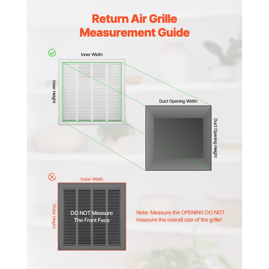 VEVOR Return Air Filter Grille, Fits W20 x H20 Inch Duct Opening, Filter Not Included, Return Air Vent Cover for Wall, Powder-Coated Steel Return Air Grill Detachable Face/Door for 1 inch Filters