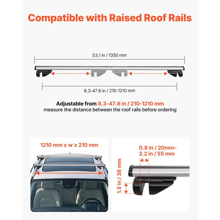 VEVOR Cargo Cross Bars – 75 kg Load, Lockable, Aluminum