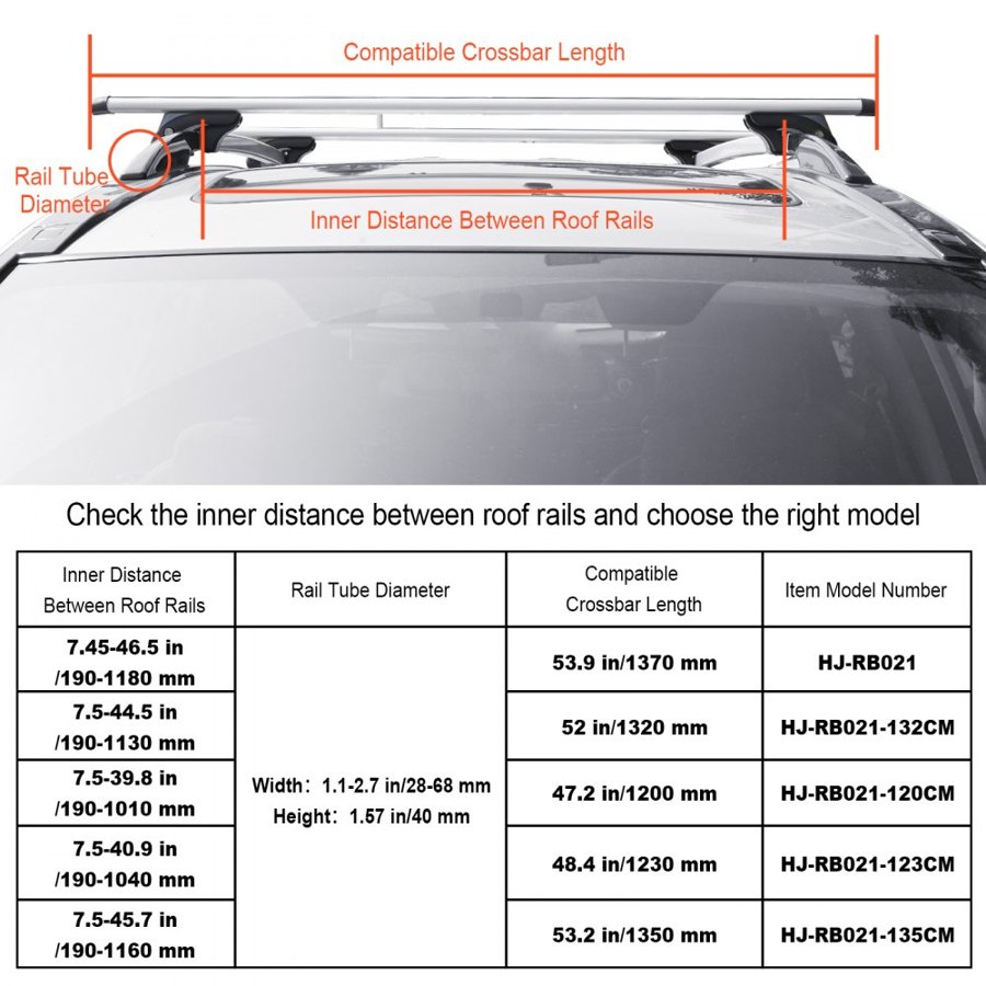 VEVOR Universal Roof Rack Crossbar 135.1 cm Length for Vehicle w/ Raised Side Rail