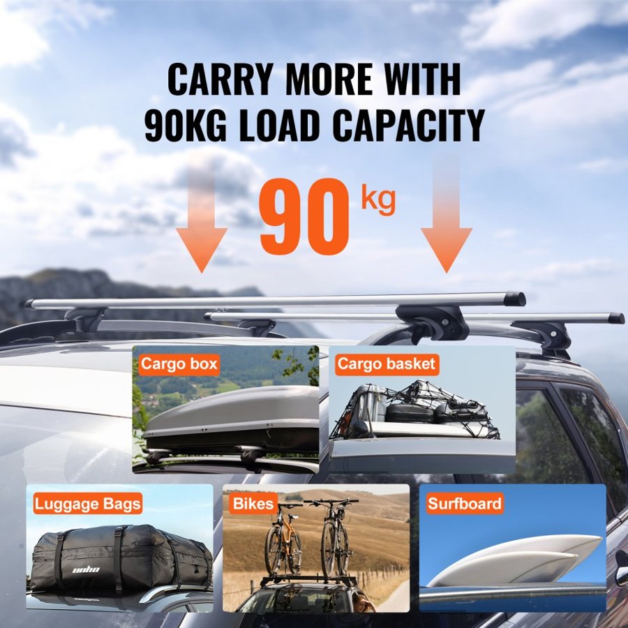 VEVOR Universal Roof Rack Crossbar 135.1 cm Length for Vehicle w/ Raised Side Rail