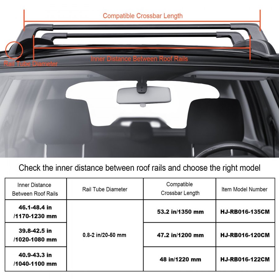 VEVOR Universal Roof Rack Crossbar Max 122.9 cm Fits Grooved Side Rails without Gap