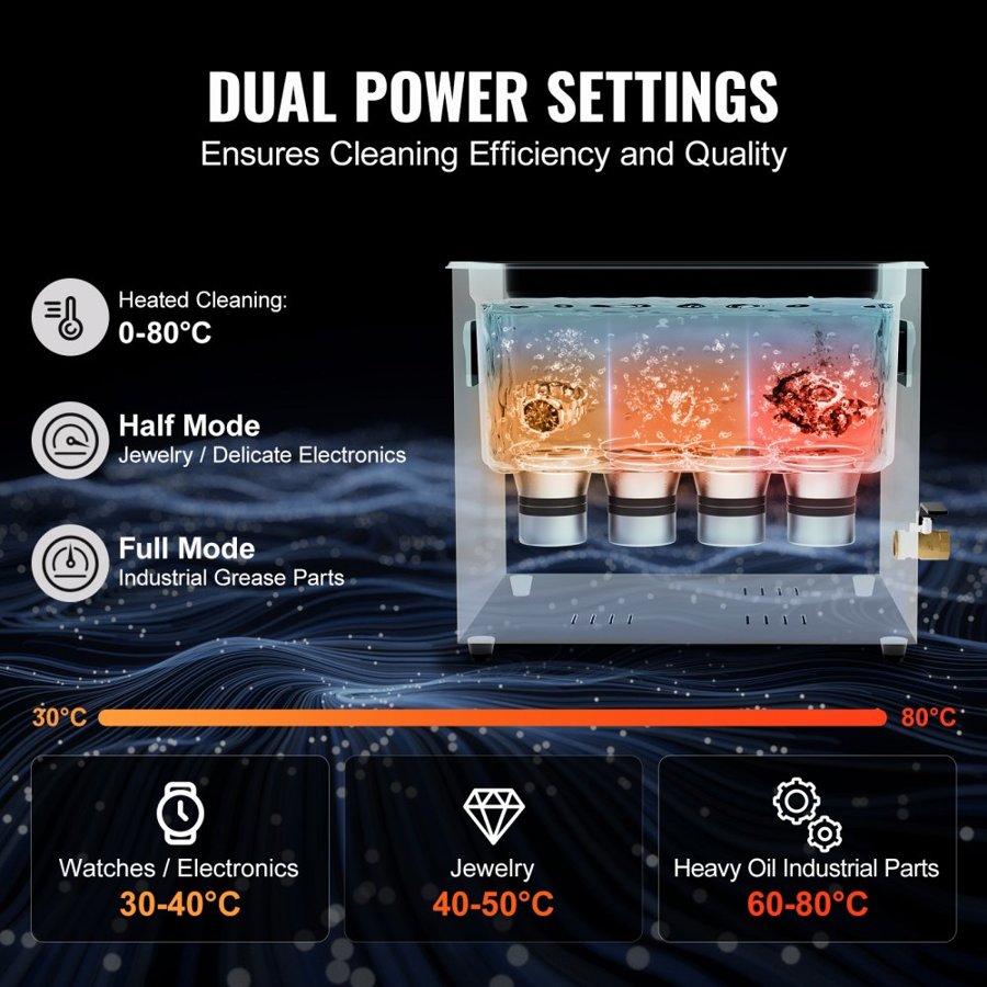 VEVOR Ultrasonic Tool Cleaner – 10L, 240W, 600W Heater