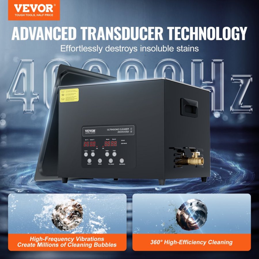 VEVOR Industrial Ultrasonic Cleaning Machine – 15L, 360W