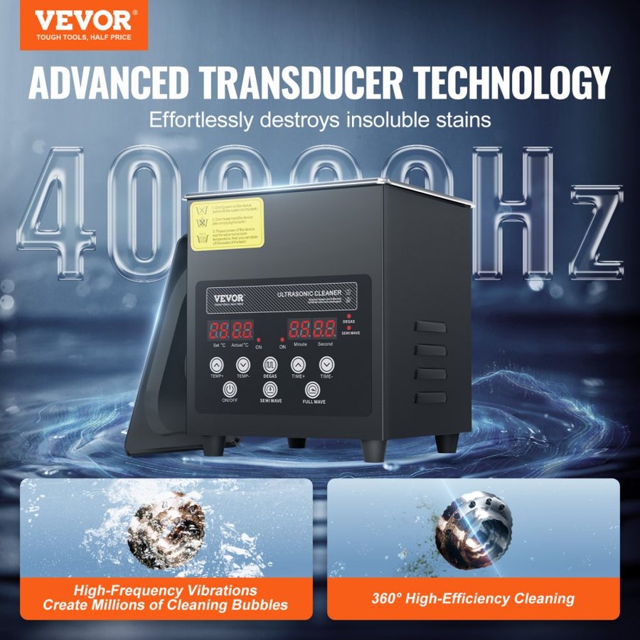 VEVOR Ultrasound Cleaning Machine – 2L, 60W, 150W Heat