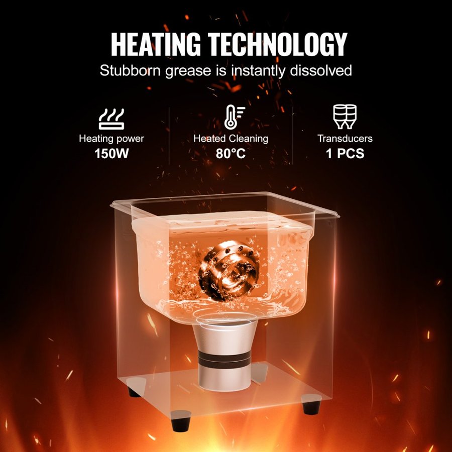 VEVOR Ultrasound Cleaning Machine – 2L, 60W, 150W Heat