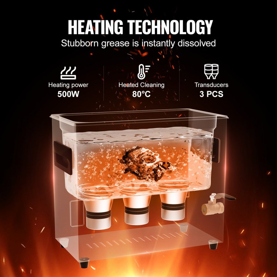VEVOR Ultrasonic Cleaner with Heater – 6L, 180W, 40kHz, 500W