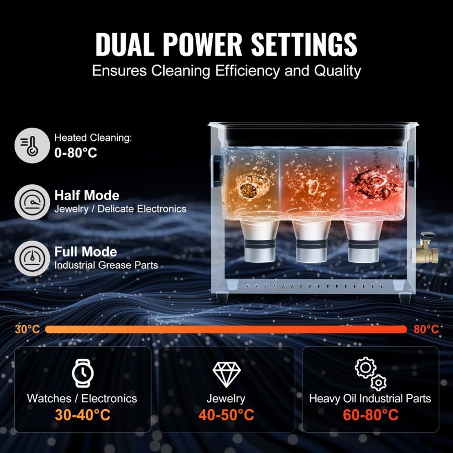 VEVOR Ultrasonic Cleaner with Heater – 6L, 180W, 40kHz, 500W