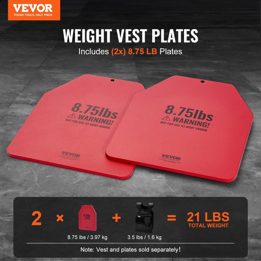 VEVOR Weight Vest Plates, 4 KG Pairs, Premium Steel Weighted plates, Contoured Ergonomic Fit – WODs, Additional Weight for Weight Vests, for Strength Training, Running, Fitness, Heavy Workouts