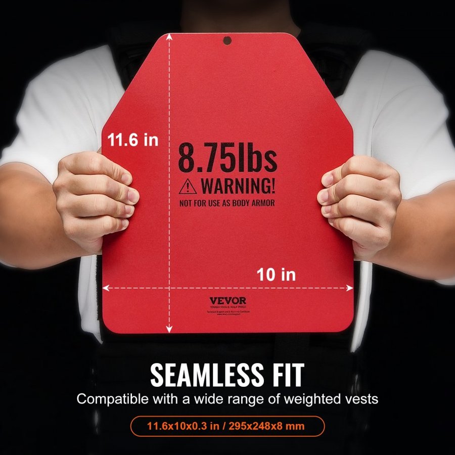 VEVOR Weight Vest Plates, 4 KG Pairs, Premium Steel Weighted plates, Contoured Ergonomic Fit – WODs, Additional Weight for Weight Vests, for Strength Training, Running, Fitness, Heavy Workouts