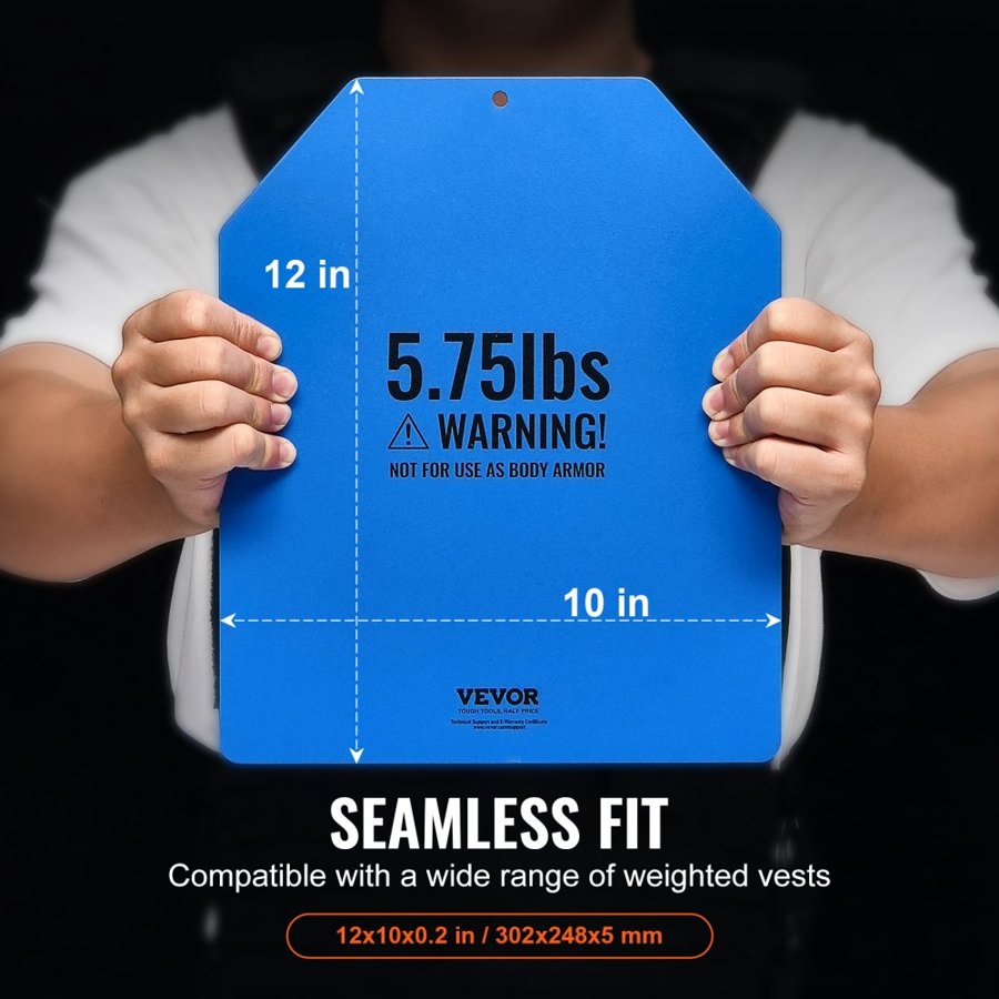 VEVOR Weight Vest Plates, 2.6 KG Pairs, Premium Steel Weighted plates, Contoured Ergonomic Fit – WODs, Additional Weight for Weight Vests, for Strength Training, Running, Fitness, Heavy Workouts