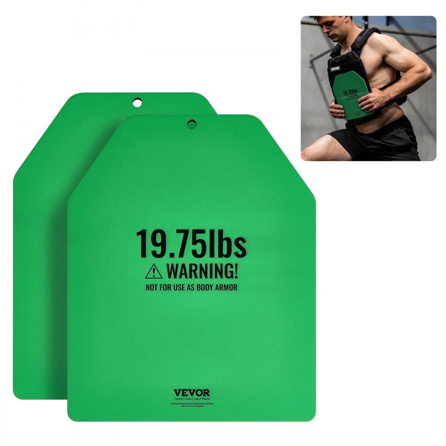 VEVOR Weight Vest Plates, 8.9 KG Pairs, Premium Steel Weighted plates, Contoured Ergonomic Fit – WODs, Additional Weight for Weight Vests, for Strength Training, Running, Fitness, Heavy Workouts