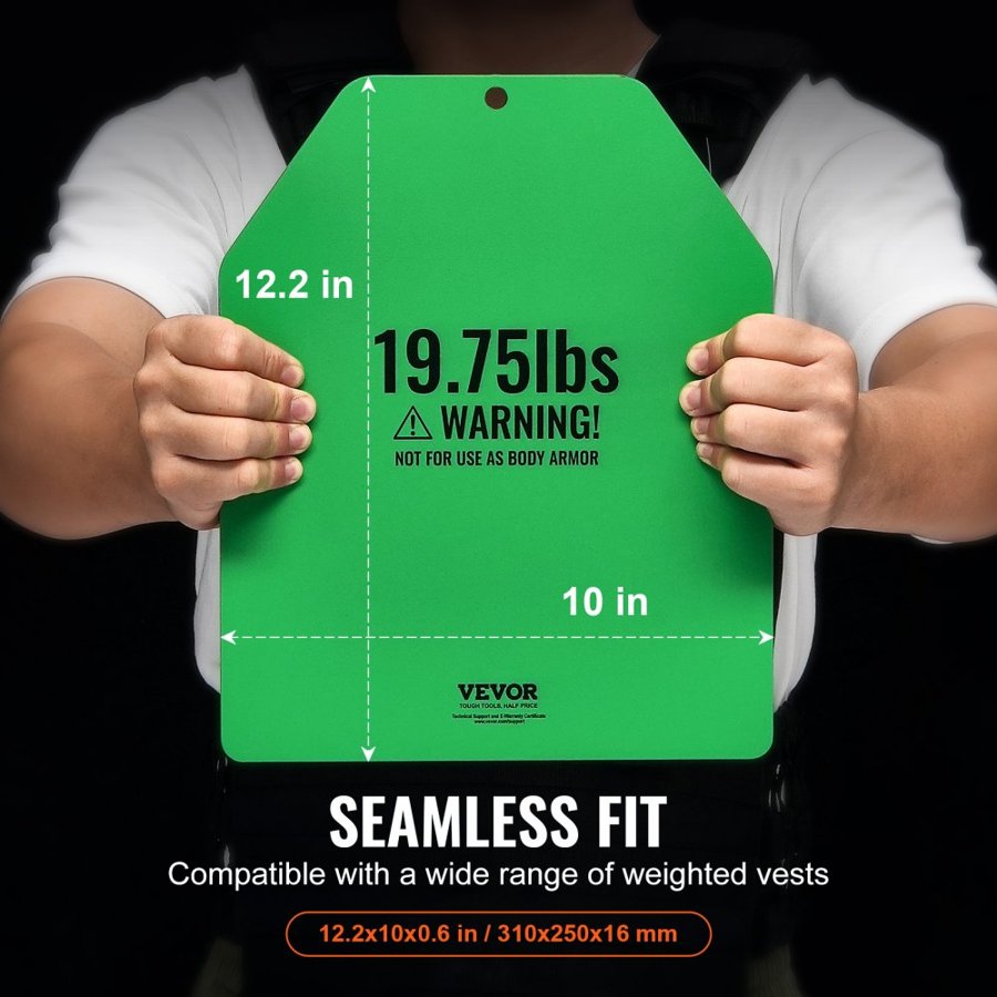 VEVOR Weight Vest Plates, 8.9 KG Pairs, Premium Steel Weighted plates, Contoured Ergonomic Fit – WODs, Additional Weight for Weight Vests, for Strength Training, Running, Fitness, Heavy Workouts
