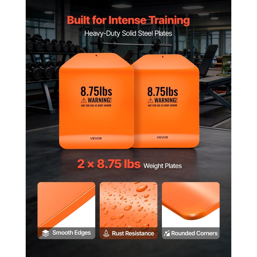 VEVOR Curved Weight Vest Plates, 4 kg Pairs, Premium Steel Tactical Weighted Plates for Vest, Ergonomic Design, for Strength Endurance Training, Running, Jogging, Fitness, Heavy Workouts
