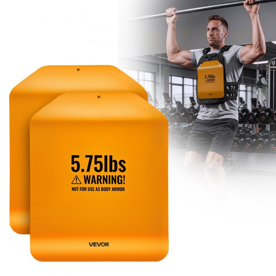 VEVOR Curved Weight Vest Plates, 2.6 kg Pairs, Premium Steel Tactical Weighted Plates for Vest, Ergonomic Design, for Strength Endurance Training, Running, Jogging, Fitness, Heavy Workouts