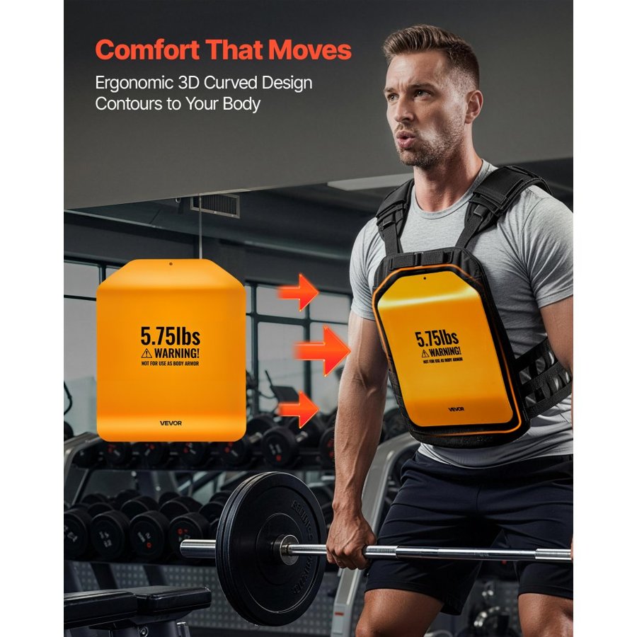 VEVOR Curved Weight Vest Plates, 2.6 kg Pairs, Premium Steel Tactical Weighted Plates for Vest, Ergonomic Design, for Strength Endurance Training, Running, Jogging, Fitness, Heavy Workouts
