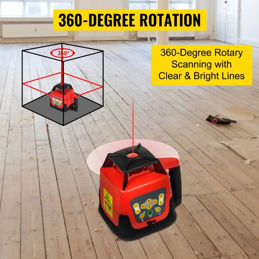 VEVOR Automatic Self Leveling Rotary Laser – 360°, 500m