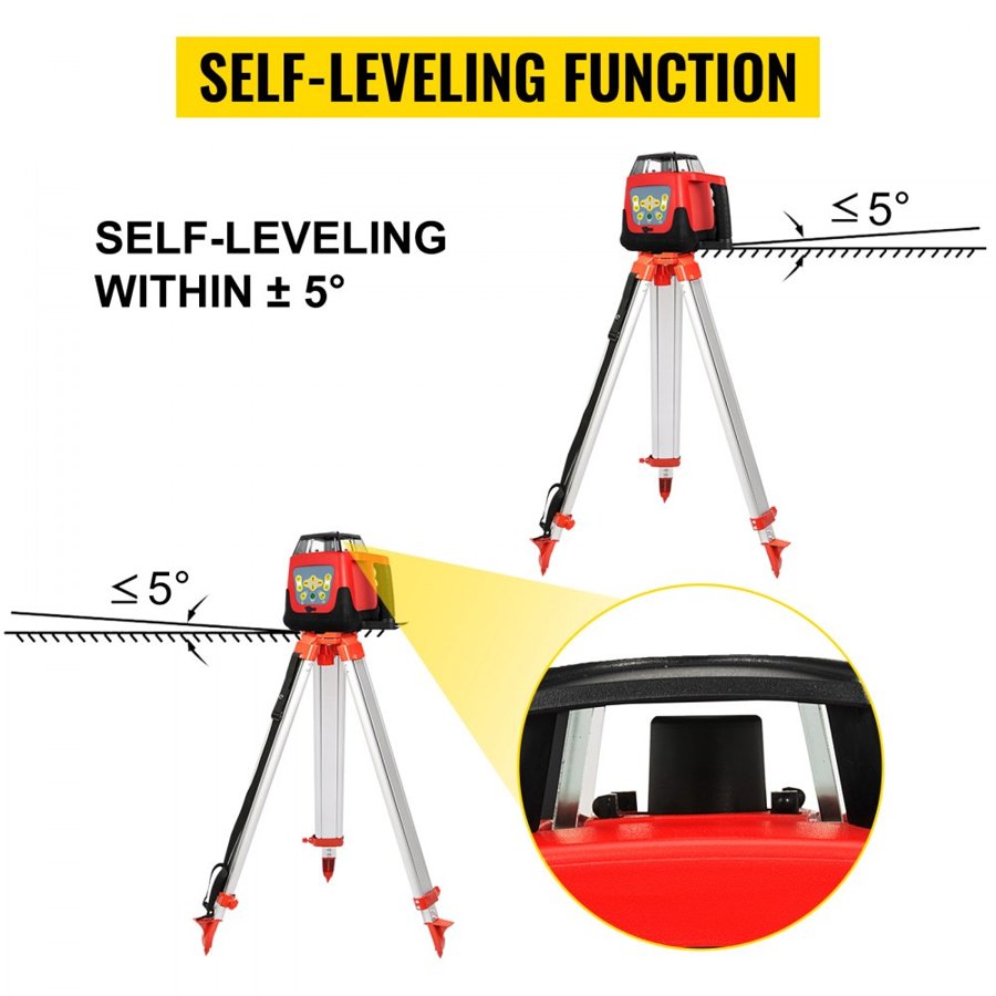 VEVOR Automatic Self Leveling Rotary Laser – 360°, 500m