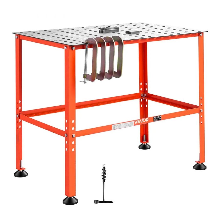 VEVOR Welding Table, 910 x 610mm Welding Workbench with 363 kg Weight Capacity, Heavy-Duty Steel Work Table Platform with 16mm Fixture Holes for Welding, Metal Fabrication, Assembly, Repair Tasks