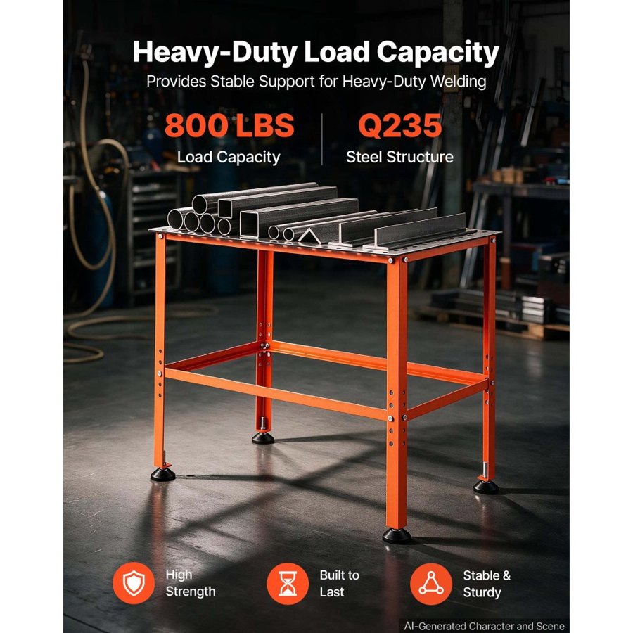VEVOR Welding Table, 910 x 610mm Welding Workbench with 363 kg Weight Capacity, Heavy-Duty Steel Work Table Platform with 16mm Fixture Holes for Welding, Metal Fabrication, Assembly, Repair Tasks