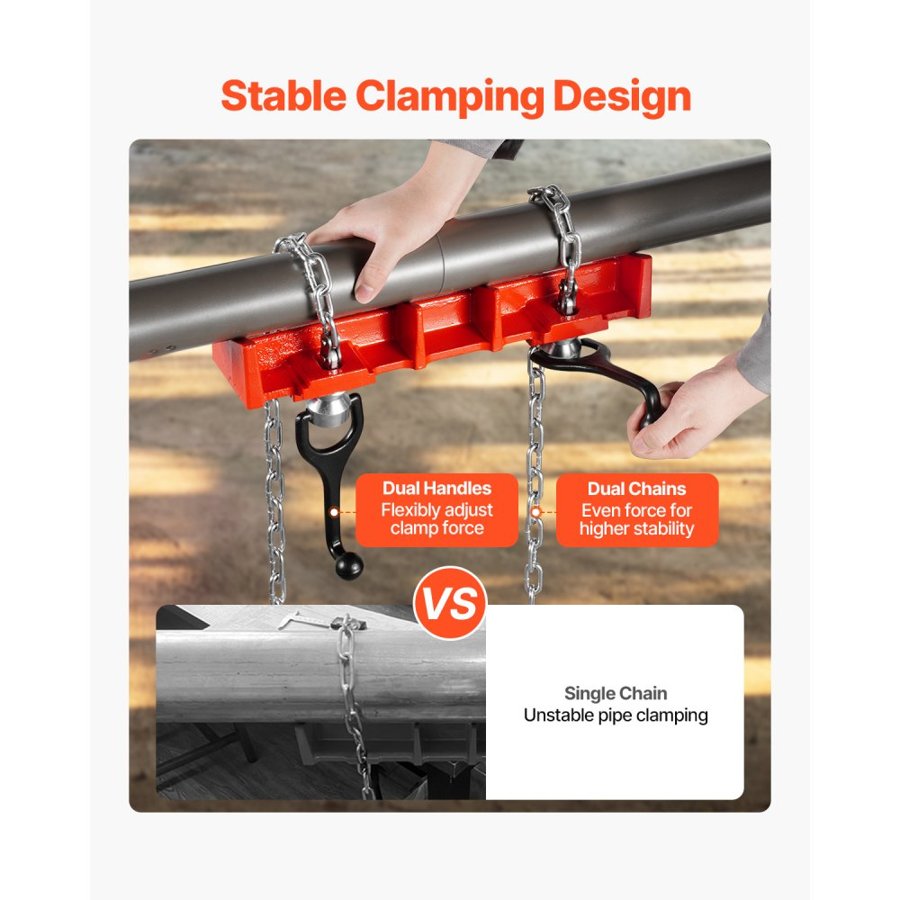 VEVOR Pipe Welding Vise, 1/2 to 8-inch Pipe Welding Clamp with Dual Chains & Crank Handles, Heavy-Duty Cast Iron Vise for a Variety of Pipes