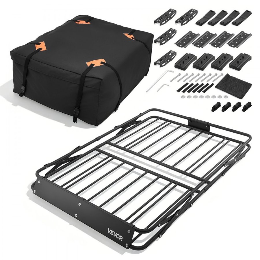 VEVOR Cargo Roof Rack Basket with Bag – 90kg, 3-Pc Connect