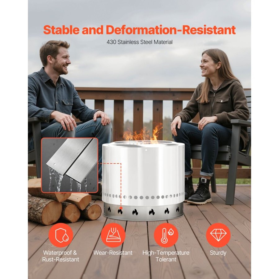 VEVOR Fire Pit Stand for Solo Stove Bonfire, 68.6 cm Smokeless Fire Pit Ring, Stainless Steel Fireplace Stove Ranger Support Frame Accessory, Portable Outdoor Camping Holder Tools for Fireplace