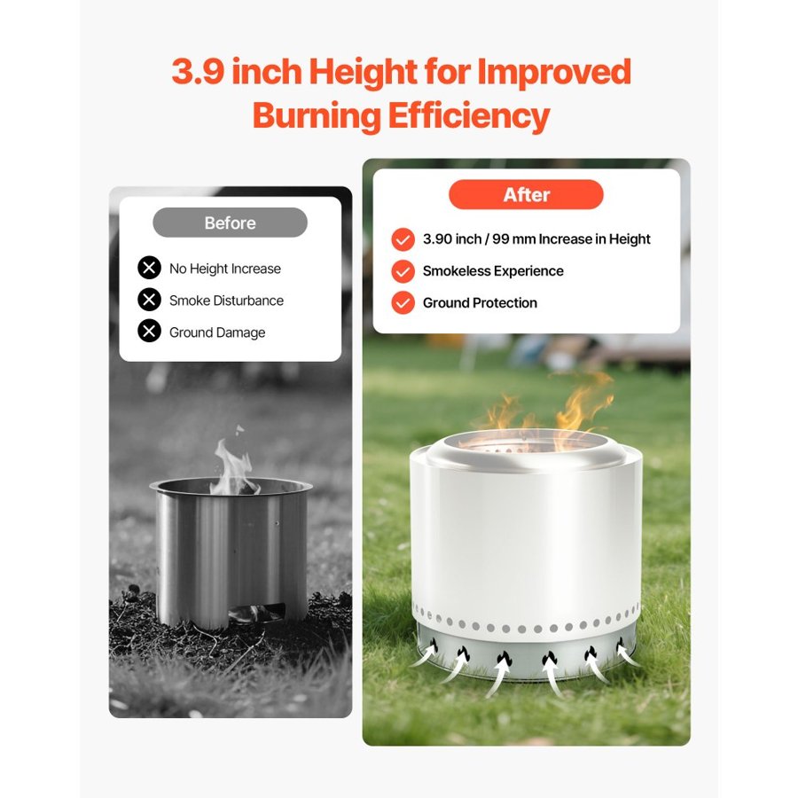 VEVOR Fire Pit Stand for Solo Stove Bonfire, 68.6 cm Smokeless Fire Pit Ring, Stainless Steel Fireplace Stove Ranger Support Frame Accessory, Portable Outdoor Camping Holder Tools for Fireplace