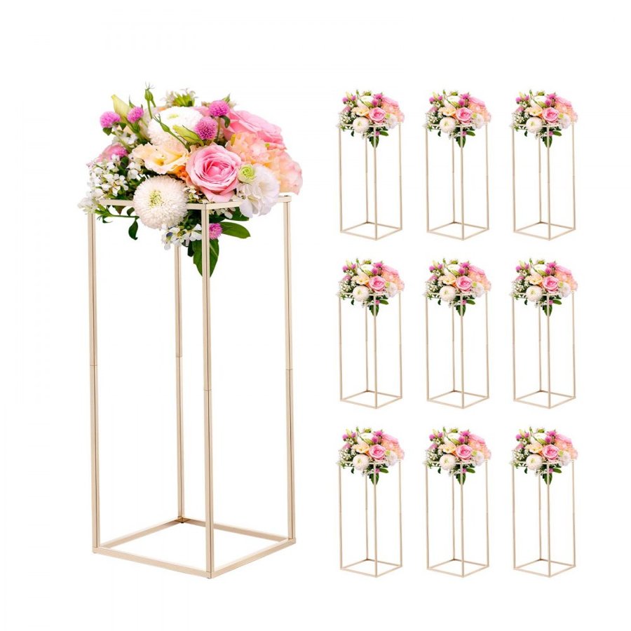 VEVOR Gold Flower Vase Stand – 23.62" 10PCS Rectangular Set