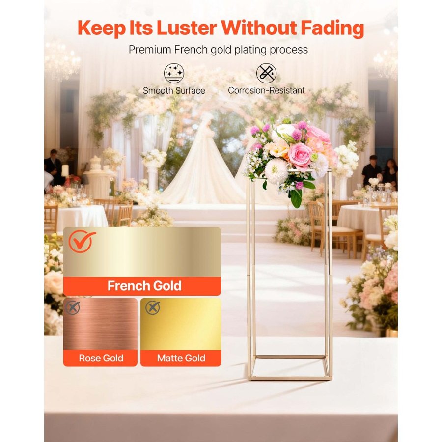 VEVOR Gold Flower Vase Stand – 23.62" 10PCS Rectangular Set