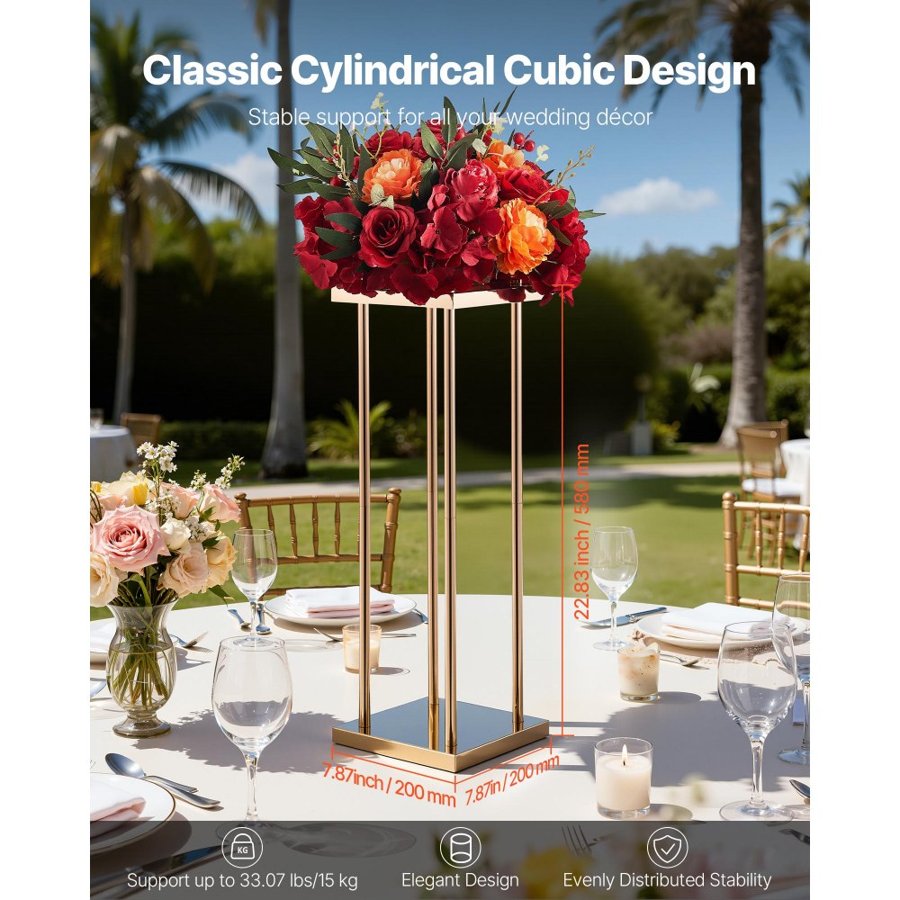 VEVOR Tall Gold Flower Stand – 10PCS, 7.87x7.87x23.62, 33LB