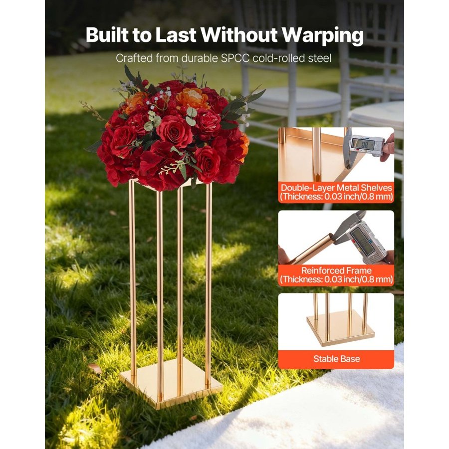 VEVOR Tall Gold Flower Stand – 10PCS, 7.87x7.87x23.62, 33LB