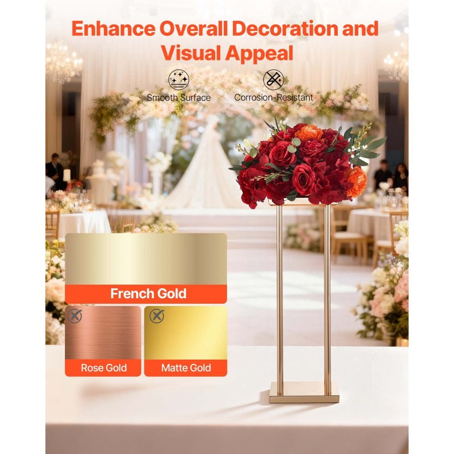 VEVOR Tall Gold Flower Stand – 10PCS, 7.87x7.87x23.62, 33LB