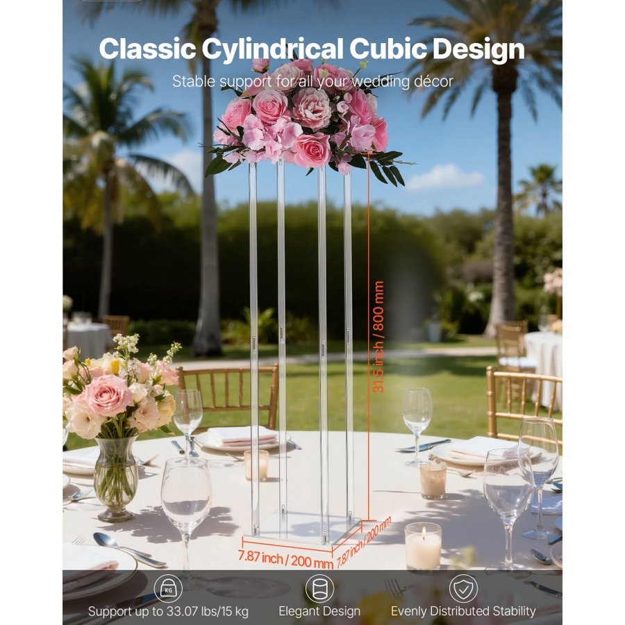 VEVOR Column Flower Stand – 10PCS, 7.87x31.5", 33LB, Acrylic